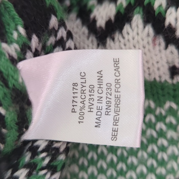 Absolutely Famous Button Up Acrylic Cardigan Christmas Sweater MEDIUM Black Red - Picture 4 of 16